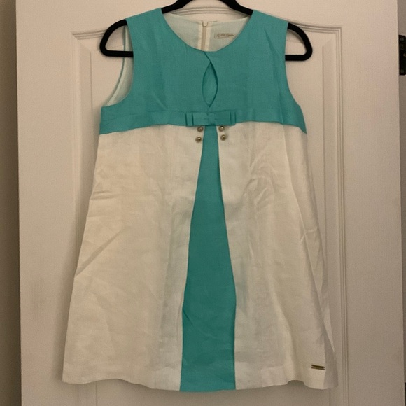 Pili Carrera - Girls Dress. - aqua and white. Size 16 - Picture 1 of 4